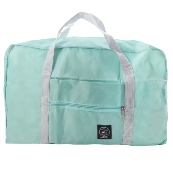 Lightweight Light Teal Foldable Weekend Tote Bag - Picture 1 of 5